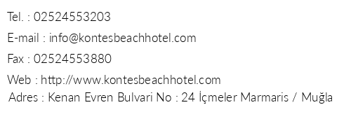 Kontes Beach Hotel telefon numaralar, faks, e-mail, posta adresi ve iletiim bilgileri